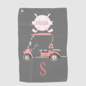 Fun Glitzy Golf Cart Monogram Name Golfhandtuch (Vorderseite)