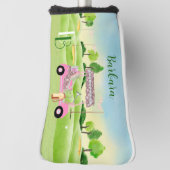 Fun Glitzy Golf Cart Monogram Name Putter Headcover (Rotieren 90)