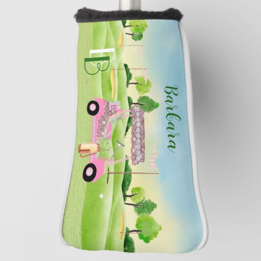 Fun Glitzy Golf Cart Monogram Name Putter Headcover (Rotieren 90)