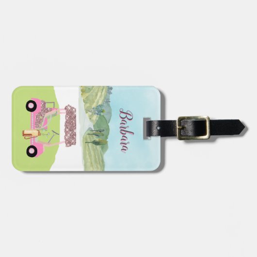 Fun Glitzy Scene Golf Player Cart Gepäckanhänger (Vorderseite horizontal)