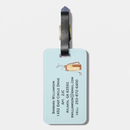 Fun Glitzy Scene Golf Player Cart Gepäckanhänger (Rückseite vertikal)