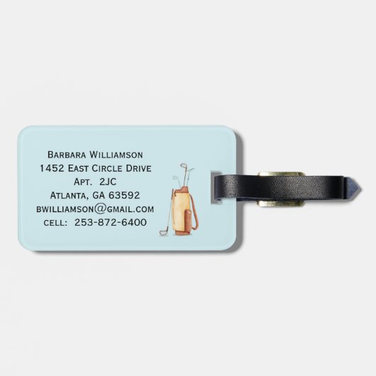 Fun Glitzy Scene Golf Player Cart Gepäckanhänger (Rückseite horizontal)