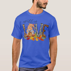 Fun Gnome Herbst Rückgang in Liebe Blätter Kariert T-Shirt