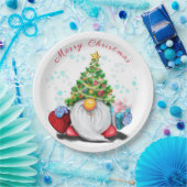 Fun Gnome mit Weihnachtsbaumhut und Geschenk für S Pappteller (Party)