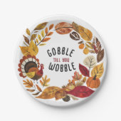 Fun Gobble bis du Erntedank Aquarell trägst Pappteller (Vorderseite)