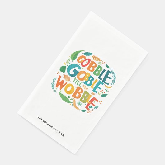 Fun Gobble farbenfrohe Erntedank Herbsttypografie Serviette (Ecke)