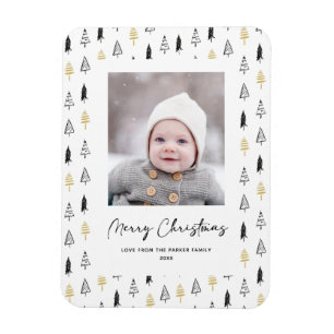 Fun Gold Black Pine Tree Minimalistische Weihnacht Magnet