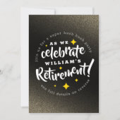 Fun Gold Glitzer Stars Rente Neue Abenteuer Einladung (Vorderseite)