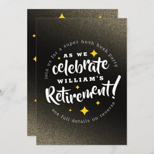 Fun Gold Glitzer Stars Rente Neue Abenteuer Einladung (Vorne/Hinten)