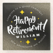 Fun Gold Glitzer Stars Rente Neue Abenteuer Glasuntersetzer (Vorderseite)