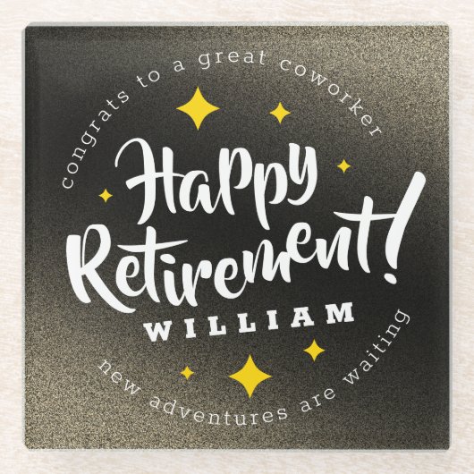 Fun Gold Glitzer Stars Rente Neue Abenteuer Glasuntersetzer (Vorderseite)