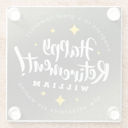 Fun Gold Glitzer Stars Rente Neue Abenteuer Glasuntersetzer (Rückseite)