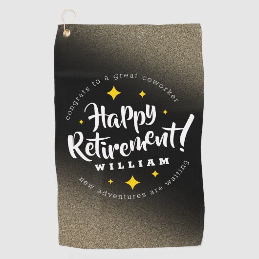 Fun Gold Glitzer Stars Rente Neue Abenteuer Golfhandtuch (Vorderseite)