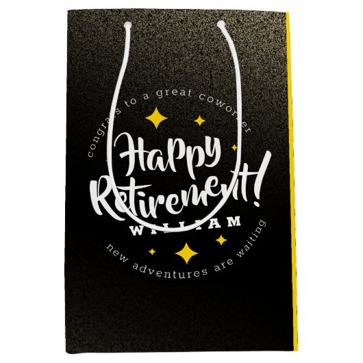 Fun Gold Glitzer Stars Rente Neue Abenteuer Mittlere Geschenktüte (Vorderseite)