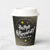 Fun Gold Glitzer Stars Rente Neue Abenteuer Pappbecher (Rückseite)