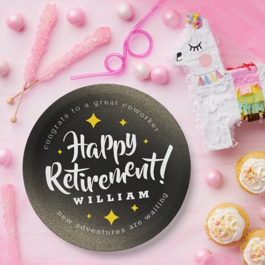 Fun Gold Glitzer Stars Rente Neue Abenteuer Pappteller (Party)