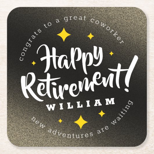 Fun Gold Glitzer Stars Rente Neue Abenteuer Rechteckiger Pappuntersetzer (Vorderseite)