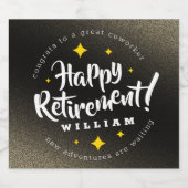 Fun Gold Glitzer Stars Rente Neue Abenteuer Schaumweinetikett (Einzelnes Label)