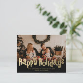 Fun Gold Happy Holidays Foto Moderne Postkarte (Stehend Vorderseite)