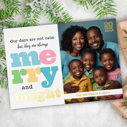 Fun Gold Retro flach Merry und helle große Familie Folieneinladung