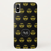 Fun Gold schwarze Smileys Polka Punkte Muster Mono Case-Mate iPhone Hülle (Rückseite)