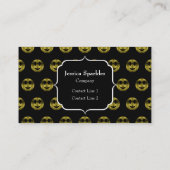 Fun Gold schwarze Smileys Polka Punkte Muster Mono Visitenkarte (Rückseite)