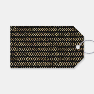 Fun Gold Zickzack Muster auf Schwarz Geschenkanhänger