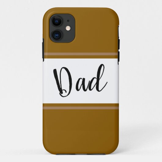 Fun Golden Brown White Racing Stripes Vater Text Case-Mate iPhone Hülle (Rückseite)