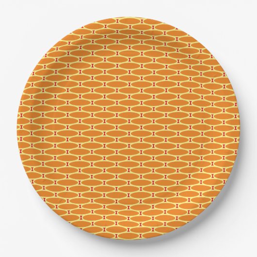 Fun Golden Orange Tiled Ovals Red Accent Pattern Pappteller (Vorderseite)