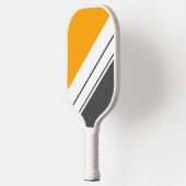 Fun Golden Yellow Dark Gray White Racing Streifen Pickleball Schläger (Links)