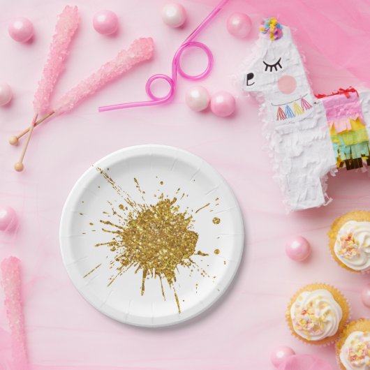 Fun goldene Funkeln Glitzer Graffiti Anstrich Trop Pappteller (Party)