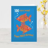 Fun Goldfish Pisces 100. Geburtstagskarte Karte (Gelbe Blume)