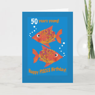 Fun Goldfish Pisces 50. Geburtstagskarte Karte