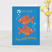 Fun Goldfish Pisces 70. Geburtstagskarte Karte (Gelbe Blume)