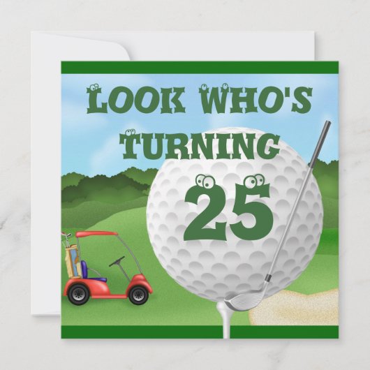 Fun Golf 25. Geburtstag Einladungen (Vorderseite)