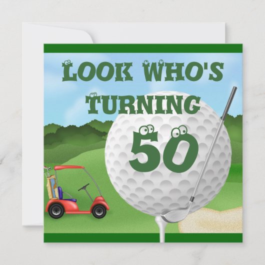 Fun Golf 50. Geburtstag Einladungen (Vorderseite)