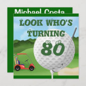 Fun Golf 80. Geburtstag Einladung TEMPLATE (Vorne/Hinten)