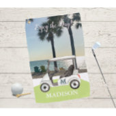 Fun Golf Cart Beach Monogram Name Golfhandtuch