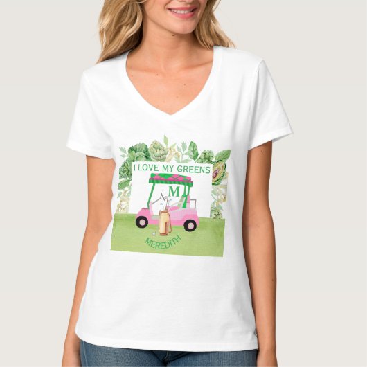 Fun Golf Cart Monogram Name Liebe GreensT-Shirt T-Shirt (Vorderseite)