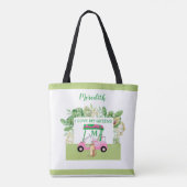 Fun Golf Cart Monogram Name Liebe Grüntöne Tasche (Rückseite)
