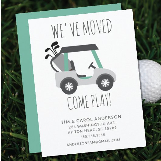 Fun Golf Cart Moving Announcement Card Einladung
