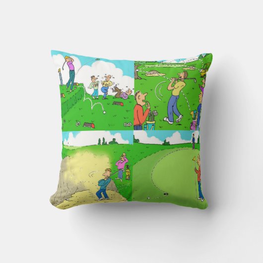 Fun Golf Cushion. Golfers Golfing Illustrationen. Kissen (Vorderseite)