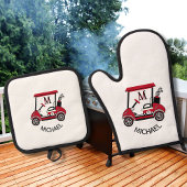 Fun Golf Typ Cart Custom Monogram Name Ofenhandschuh & Topflappen-Set