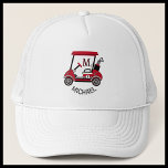 Fun Golf Typ Cart Custom Monogram Name Truckerkappe<br><div class="desc">Etwas Besonderes für einen Gentleman in Ihrem Leben, der vielleicht einen Hut mit einem Golfwagen schätzt, der "Nr. 1" sagt. Bereit, den Kurs zu reiten und dabei zu helfen, es zu einem großartigen Spiel zu machen - dieser Michael ist für den Job bereit. Denken Sie Geburtstag / Vater's Day /...</div>