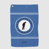Fun Golfer Moderne Monogram für ihn Blue Funny Nie Golfhandtuch (Vorderseite)