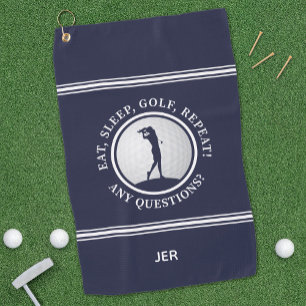 Fun Golfer Moderne Monogram Sports Womens Blue Golfhandtuch