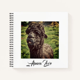 Fun Goofy Black Alpaca Farm Animal White Journal Notizblock