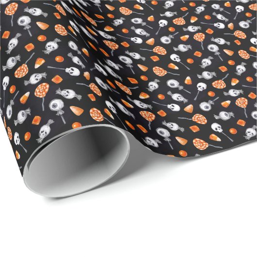 Fun Gothic Spooky Skull Eyeball Candy Halloween Geschenkpapier (Rolleneckpunkt)