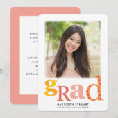 FUN GRAD chic Foto Moderne Typografie rosa gelb Einladung (Vorne/Hinten)