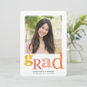 FUN GRAD chic Foto Moderne Typografie rosa gelb Einladung (Stehend Vorderseite)